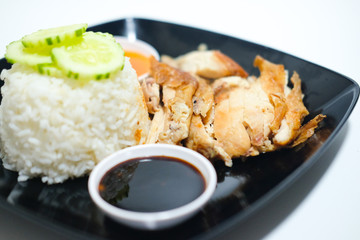 Grilled chicken steamed rice Thai food