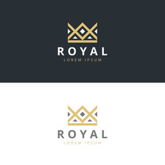 Geometric Vintage Creative Crown abstract Logo design vector template. Vintage Crown Logo Royal King Queen concept symbol Logotype concept icon. 