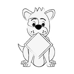 Fototapeta premium Dog with roadsign cartoon