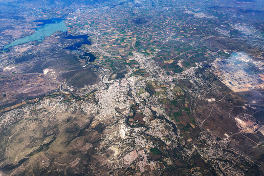 lake texcoco near mexico city aerial view cityscape panorama