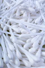 Cotton swabs ear cleaning or cosmetic tool as background texture pattern. Cotton swabs.