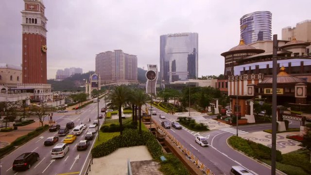 Traffic on Cotai Strip (Casino District) in Macau 