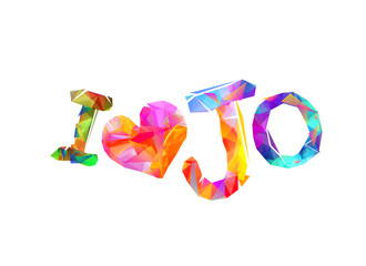 I love Jo (Jordan). Triangular letters.