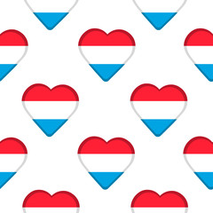 Seamless pattern from the hearts with flag of Luxembourg.