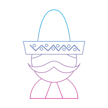 man with sombrero mexico culture icon image vector illustration design  blue purple ombre line