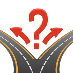 Decision making image of two roads on vector illustration