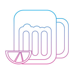 beer in glass with lime wedge icon image vector illustration design  blue purple ombre line
