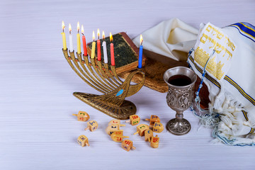 Jewish holiday hannukah symbols - menorah