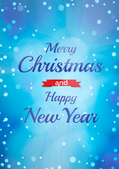 Christmas banner template. Winter background with blue ligth and snowflakes.