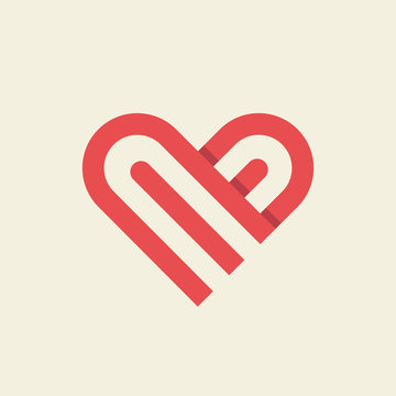 Heart vector symbol. Valentines day ribbon logotype. Abstract line medical health logo icon design. Cardiology Medical Health care Logotype concept icon.