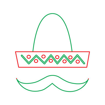 mexican hat and mustache carnival costume vector illustration