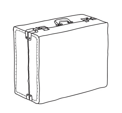 Luggage, Suitcase,vintage hand drawn cute vector line art illustration