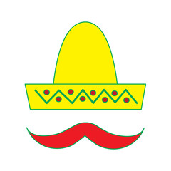 mexican hat and mustache carnival costume vector illustration