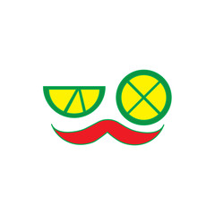 mustache and two slice lime mexican symbol vector illustration