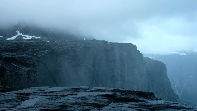 Upsidedown waterfall near famous Trolltunga cliff