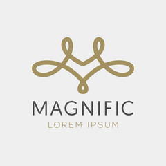 Abstract letter M logotype. Vintage style monogram logo idea sign. Universal emblem vector icon.