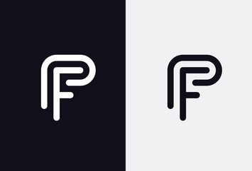Abstract letter F and P logotype. Modern logo idea sign. Universal emblem vector icon.