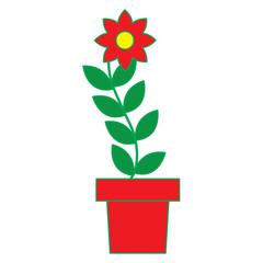 potted flower leaves plant natural decoration vector illustration
