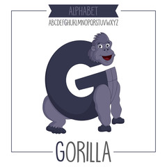 Obraz premium Illustrated Alphabet Letter G and Gorilla