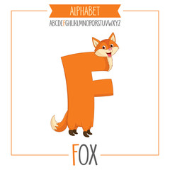 Illustrated Alphabet Letter F and Fox