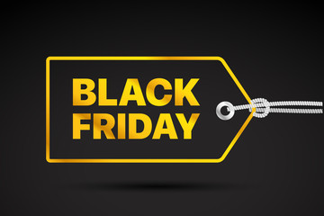 Black Friday golden Label. Black friday sale vector tag