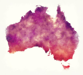 Australia watercolor map in front of a white background © Ingo Menhard