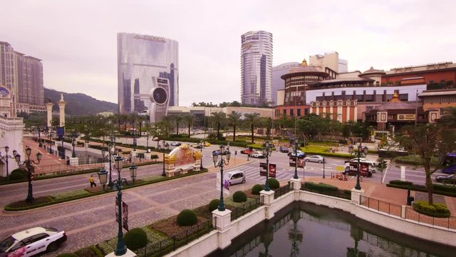 Traffic Intersection on Cotai Strip (Casino District) in Macau 