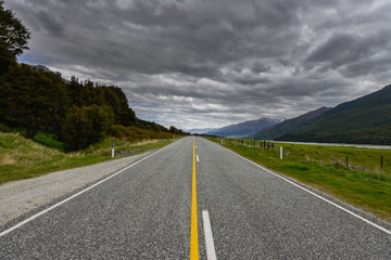 Country Road to the valley in New Zealand Southland