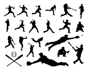 Set Collections Silhouette Black player baseball