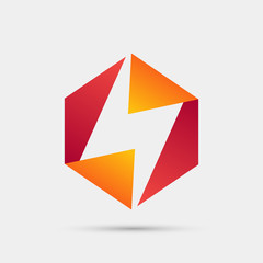 Lightning Bolt Logo abstract design vector template. Flash icon. Logo Thunder electricity Power Fast Speed Logotype concept.