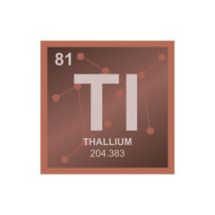 Vector symbol of Thallium from the Periodic Table of the elements on the background from connected molecules
