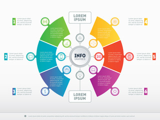 Infographic or Business presentation with 6 options. Vector infographics or mind map of technology or education process with 6 steps. Web Template of a chart, mindmap or circle diagram.