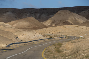 Road passing through a desert, Judean Desert, Dead Sea Region, Israel