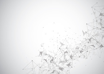 Abstract Polygonal Space Background with Connecting Dots and Lines. Vector Illustration