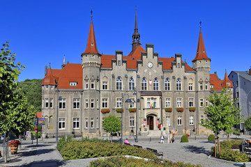 Poland – Lower Silesia – Walbrzych – Historical City Hall building by the Magistracki square - obrazy, fototapety, plakaty