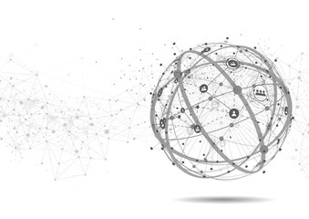 Global network connection. World map point and line composition concept of global business. Vector Illustration