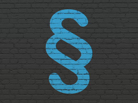 Law concept: Painted blue Paragraph icon on Black Brick wall background