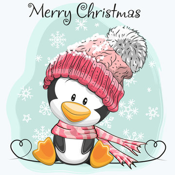 Cute Cartoon Penguin in a hat