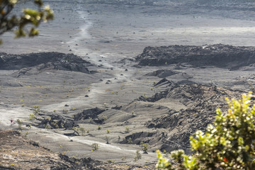 View on magma lake from jungle trail, Hawaii Big Island