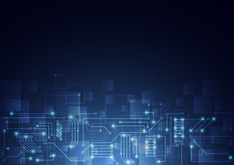 Abstract background with technology circuit board texture. Electronic motherboard illustration. Communication and engineering concept. Vector illustration