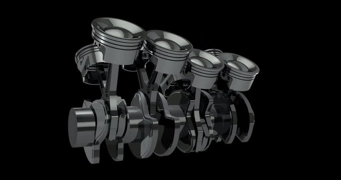 Rotating V8 Engine Pistons On A Crankshaft - Loop