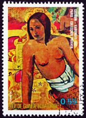 Postage stamp Equatorial Guinea 1975 Vairumati, painting by Gauguin