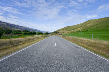 Fototapeta na wymiar Road in the valley in New Zealand Southland