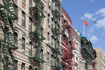 fire escapes in China town, New York