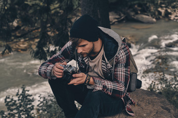 Fototapeta premium Always carrying camera. 