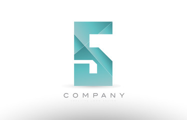 5 five number numeral digit green logo icon design