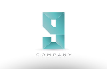 9 nine number numeral digit green logo icon design