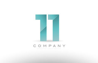 11 eleven number numeral digit green logo icon design
