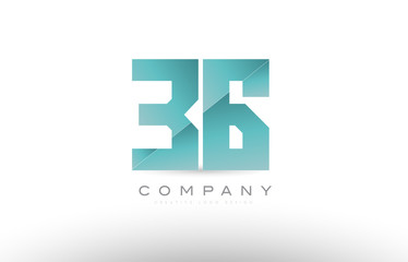 Fototapeta premium 36 number numeral digit green logo icon design