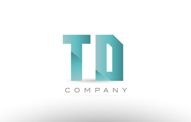 td t d alphabet letter green logo icon design